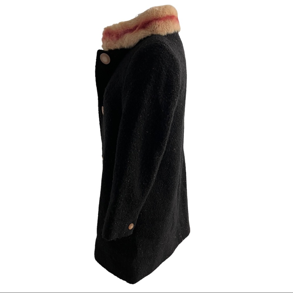 Cole Haan Wool Rabbit Fur Coat - Picture 2 of 6
